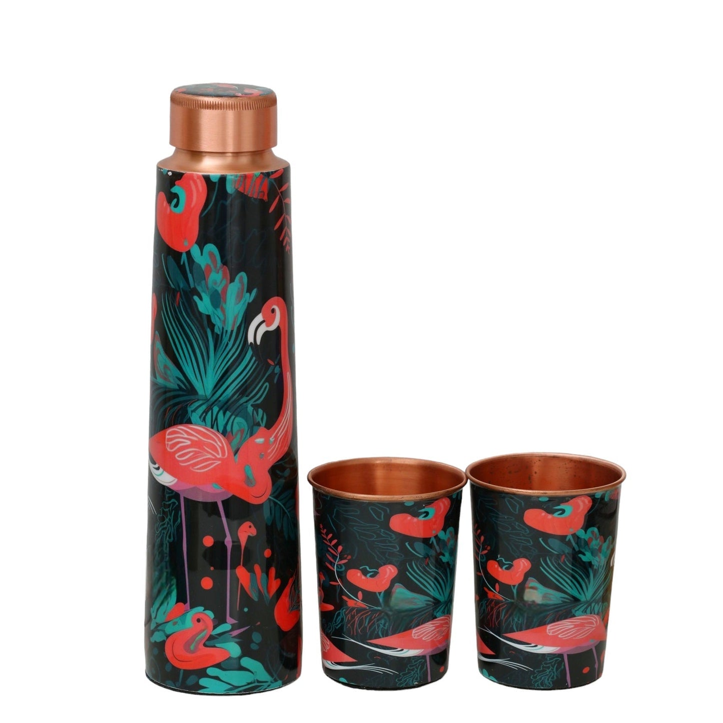 Flamingo Nola Copper Water Bottle 1000ml with 2 glasses