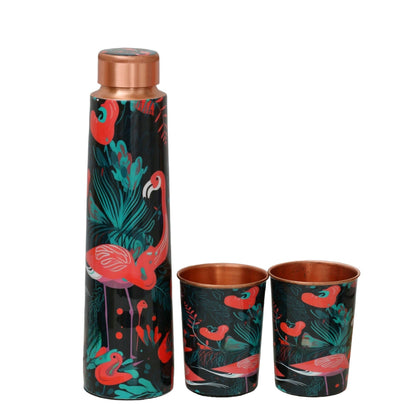 Flamingo Nola Copper Water Bottle 1000ml with 2 glasses